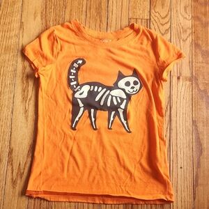 Orange Cat Skeleton T-Shirt, Youth 7/8